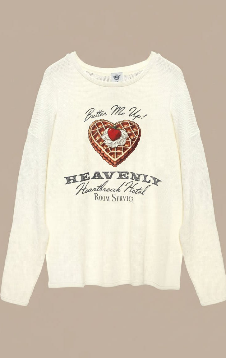 Shop Boys Lie Boys Lie Heavenly Room Service PJ BF Thermal Long Sleeve Tee as seen on Megan Fox Hooded Sweatshirt for women – premium loungewear and festival fashion at Spoiled Brat