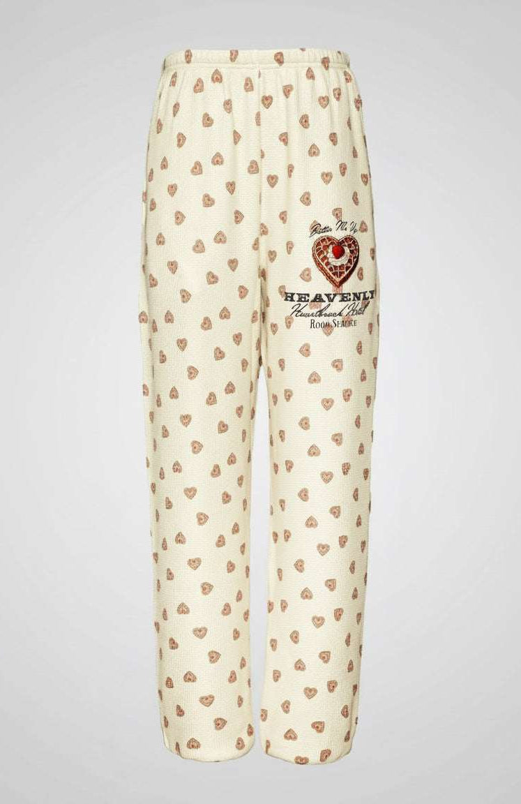 Shop Boys Lie Boys Lie Heavenly Room Service PJ Printed Kimmy Pants as seen on Megan Fox Jogger Bottoms for women – premium loungewear and festival fashion at Spoiled Brat