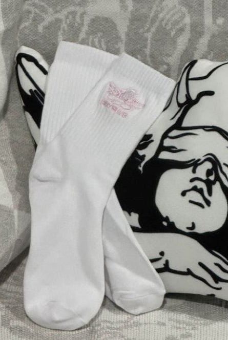 Shop Boys Lie Boys Lie Pink Logo Socks Socks for women – premium loungewear and festival fashion at Spoiled Brat