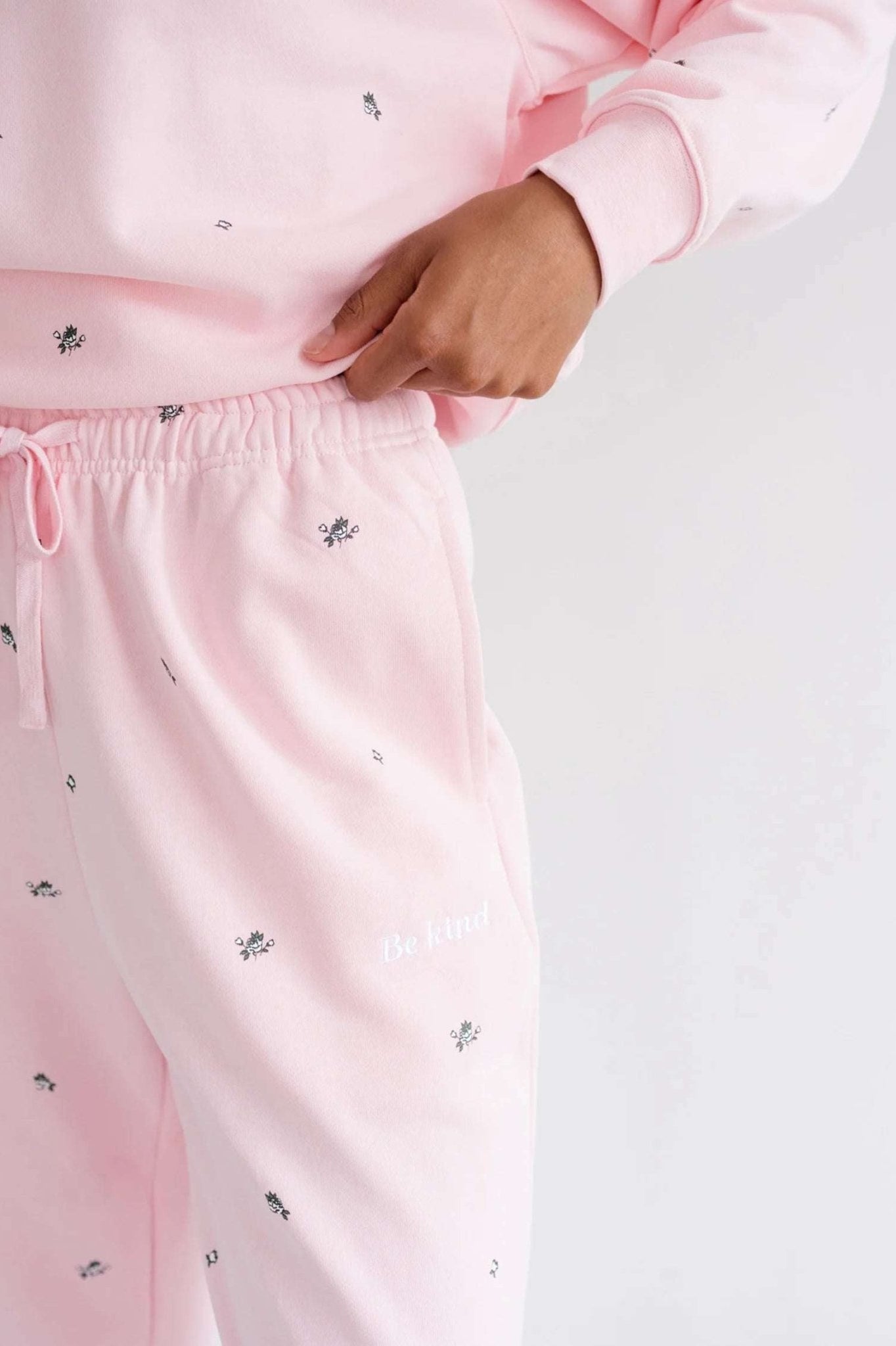 Shop Brunette The Label Brunette The Label "Be Kind" All Over Floral Oversized Joggers Sweatpants for women – premium loungewear and festival fashion at Spoiled Brat