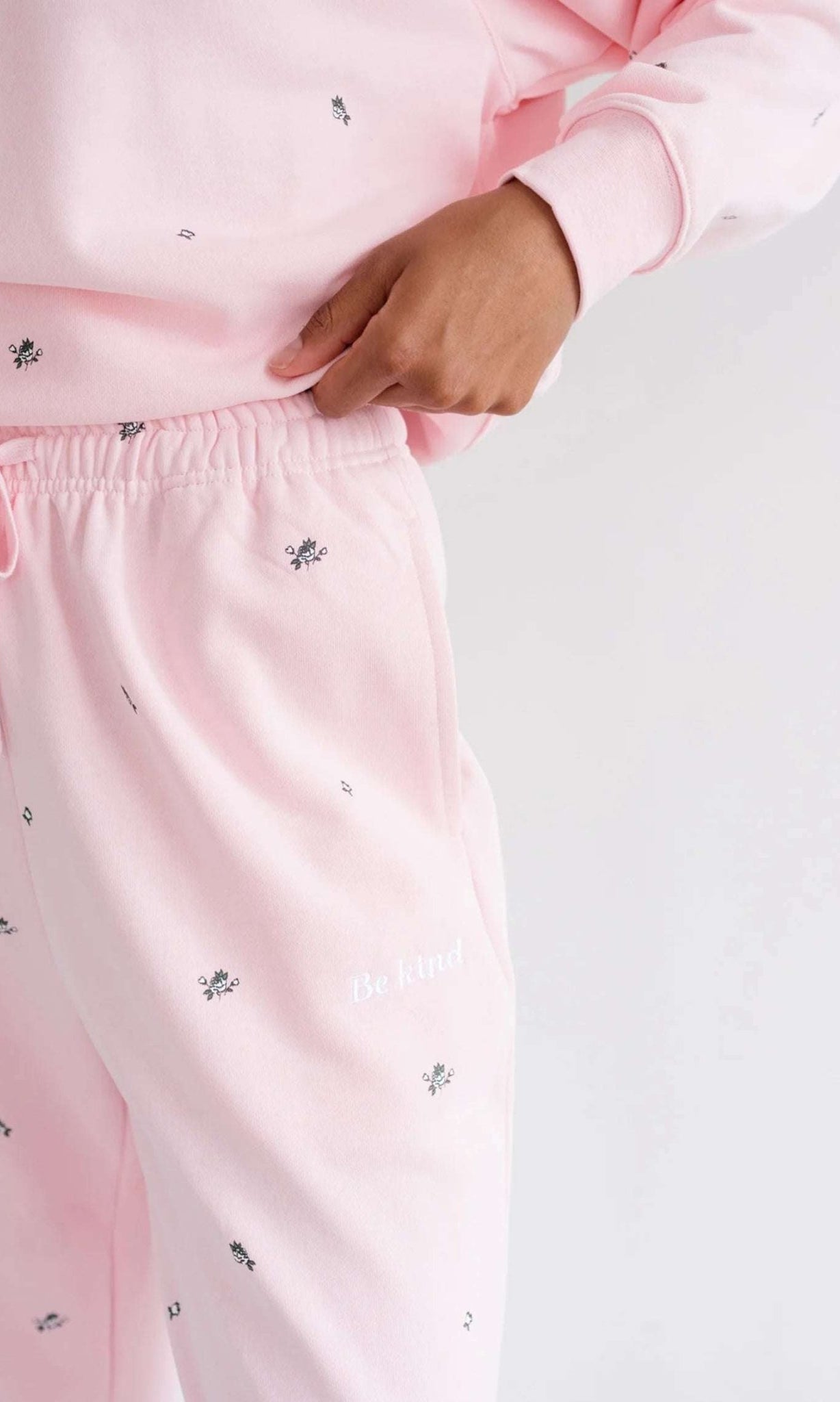 Shop Brunette The Label Brunette The Label "Be Kind" All Over Floral Oversized Joggers Sweatpants for women – premium loungewear and festival fashion at Spoiled Brat