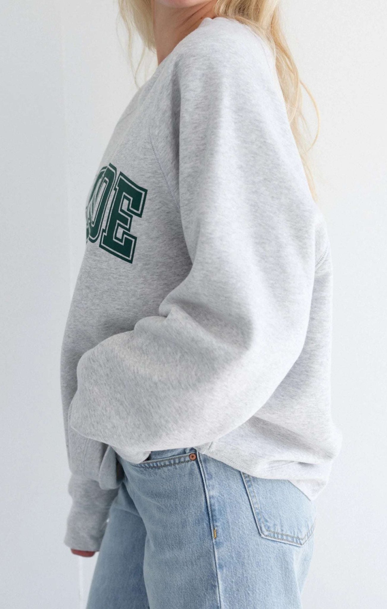 Brunette The Label "Blonde" Varsity Grey Not Your Boyfriend's Crew Sweater as seen on Catherine Tyldesley - Spoiled Brat