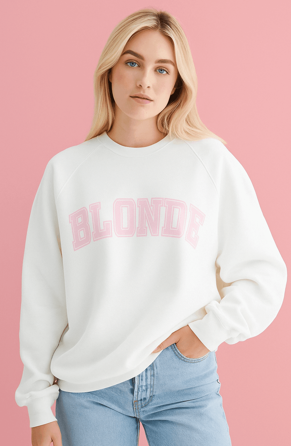 Shop Brunette The Label Brunette The Label "Blonde" Varsity Hair Colour Not Your Boyfriend's Crew Sweater Sweater for women – premium loungewear and festival fashion at Spoiled Brat