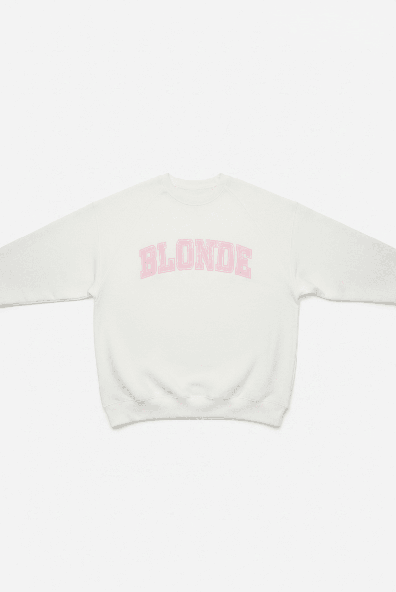 Shop Brunette The Label Brunette The Label "Blonde" Varsity Hair Colour Not Your Boyfriend's Crew Sweater Sweater for women – premium loungewear and festival fashion at Spoiled Brat