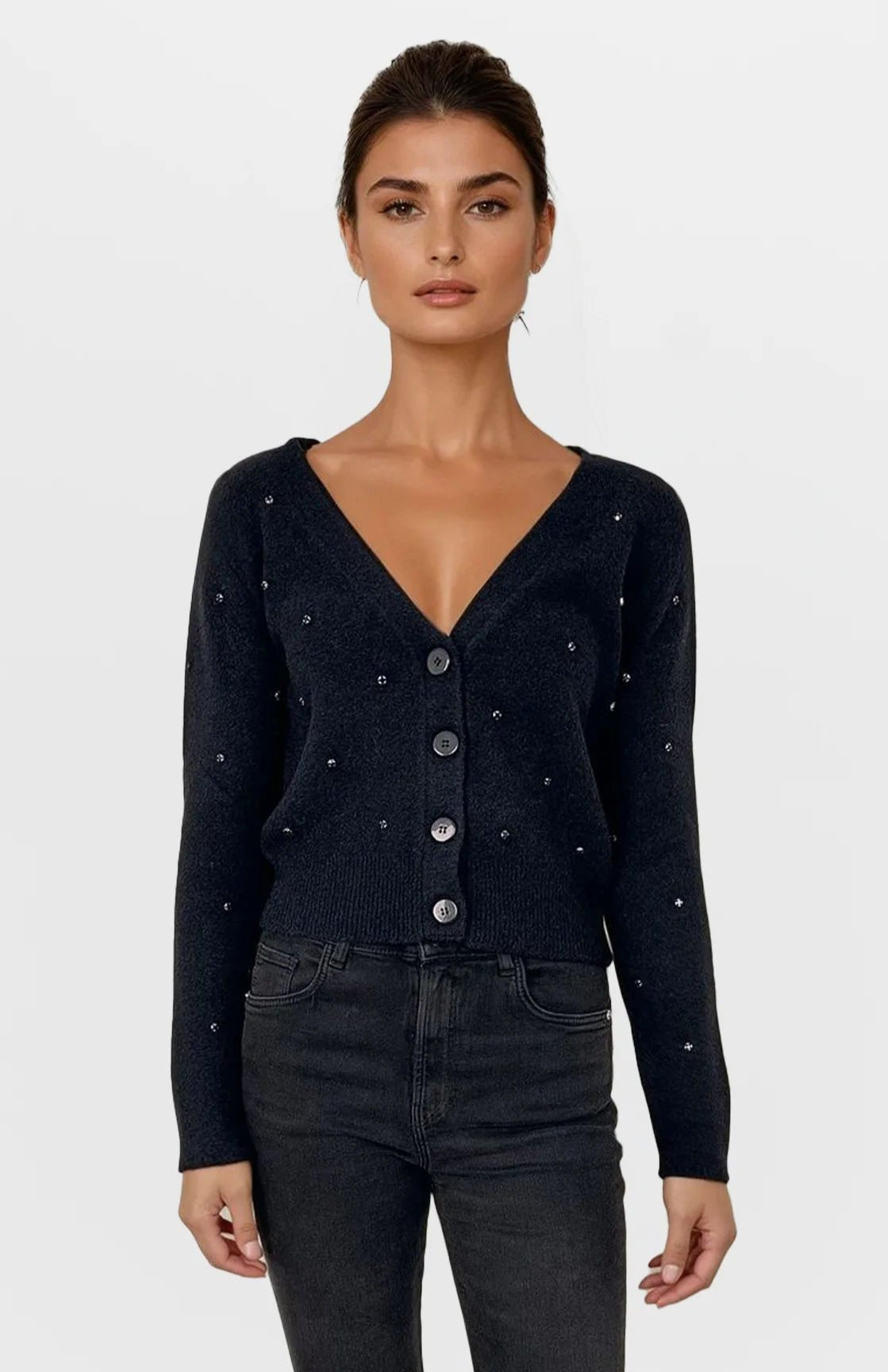 Shop CHRLDR CHRLDR All Over Diamonds Cropped Cardigan Sweater Cardigan for women – premium loungewear and festival fashion at Spoiled Brat