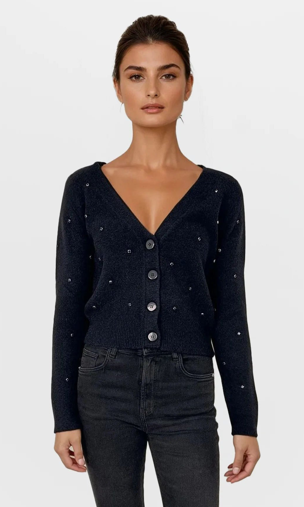 CHRLDR All Over Diamonds Cropped Cardigan Sweater - Spoiled Brat