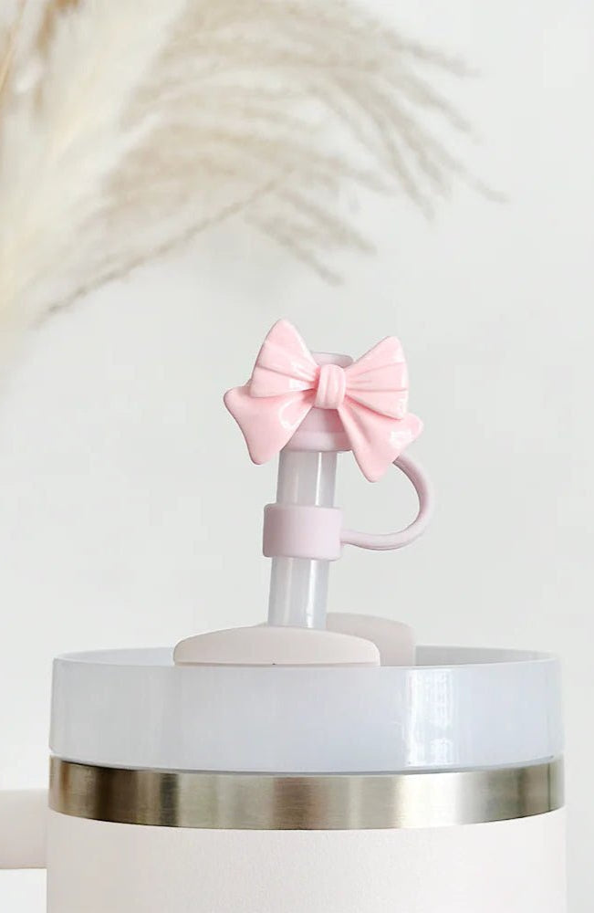 Shop Coconut Lane Coconut Lane Pink Bow Straw Cover Water Bottle for women – premium loungewear and festival fashion at Spoiled Brat