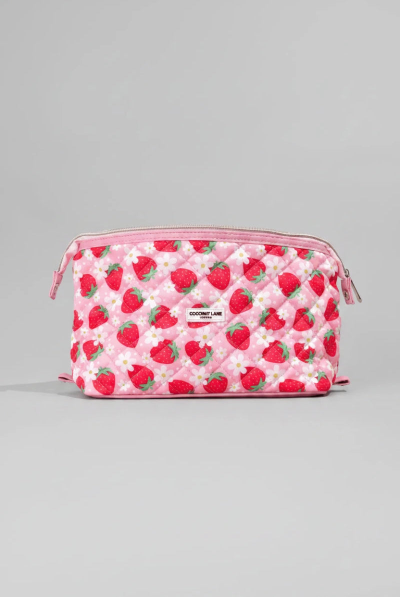 Shop Coconut Lane Coconut Lane Quilted Berry Cute Expandable Cosmetic Bag Cosmetic Case for women – premium loungewear and festival fashion at Spoiled Brat