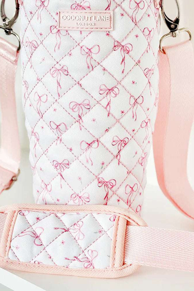 Shop Coconut Lane Coconut Lane Quilted Dainty Bows Tumbler Carry Case Water Bottle for women – premium loungewear and festival fashion at Spoiled Brat