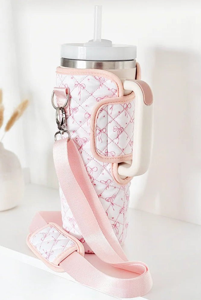 Shop Coconut Lane Coconut Lane Quilted Dainty Bows Tumbler Carry Case Water Bottle for women – premium loungewear and festival fashion at Spoiled Brat