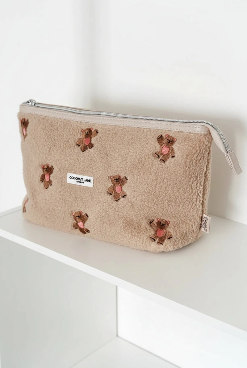 Shop Coconut Lane Coconut Lane Quilted Embroidered Theo Teddy Expandable Cosmetic Bag Cosmetic Case for women – premium loungewear and festival fashion at Spoiled Brat