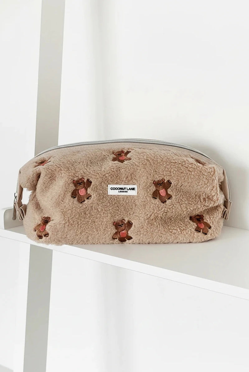 Shop Coconut Lane Coconut Lane Quilted Embroidered Theo Teddy Expandable Cosmetic Bag Cosmetic Case for women – premium loungewear and festival fashion at Spoiled Brat