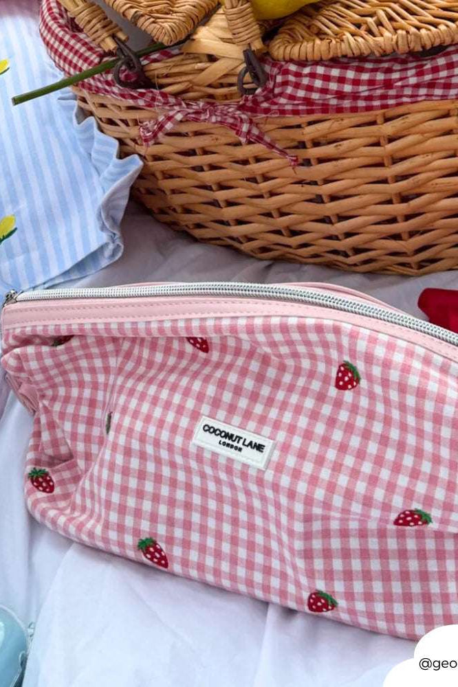 Shop Coconut Lane Coconut Lane Strawberry Picnic Magic Lifestyle Pouch Cosmetic Case for women – premium loungewear and festival fashion at Spoiled Brat