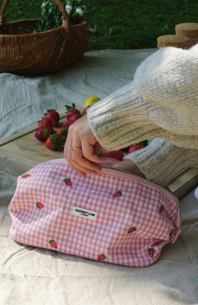 Shop Coconut Lane Coconut Lane Strawberry Picnic Magic Lifestyle Pouch Cosmetic Case for women – premium loungewear and festival fashion at Spoiled Brat