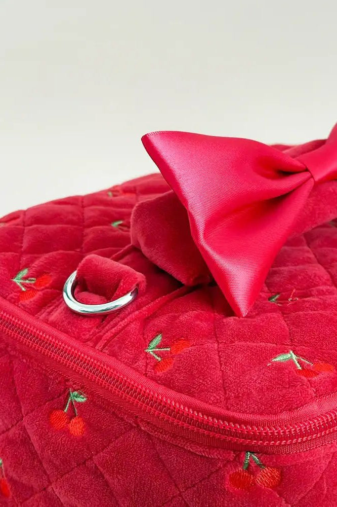 Shop Coconut Lane Coconut Lane Travel Vanity Case in Cherry Velvet Cosmetic Case for women – premium loungewear and festival fashion at Spoiled Brat