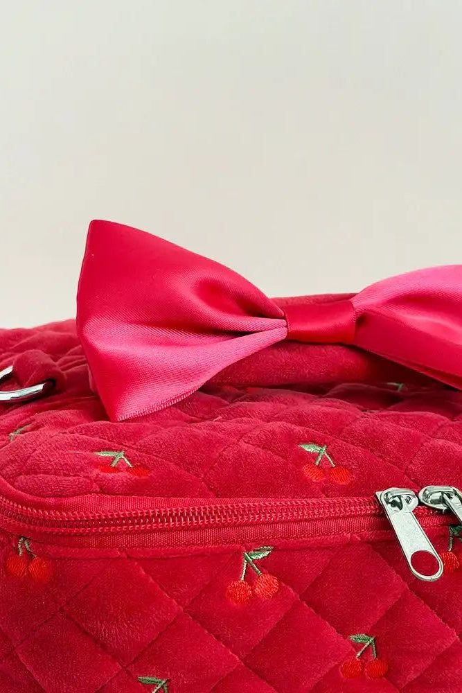 Shop Coconut Lane Coconut Lane Travel Vanity Case in Cherry Velvet Cosmetic Case for women – premium loungewear and festival fashion at Spoiled Brat