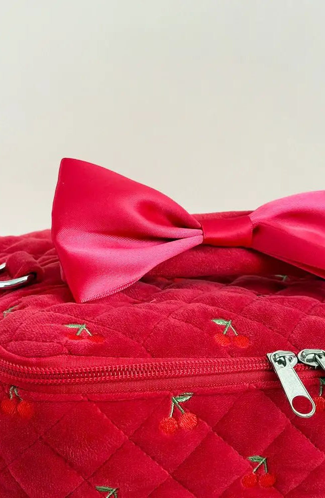 Shop Coconut Lane Coconut Lane Travel Vanity Case in Cherry Velvet Cosmetic Case for women – premium loungewear and festival fashion at Spoiled Brat