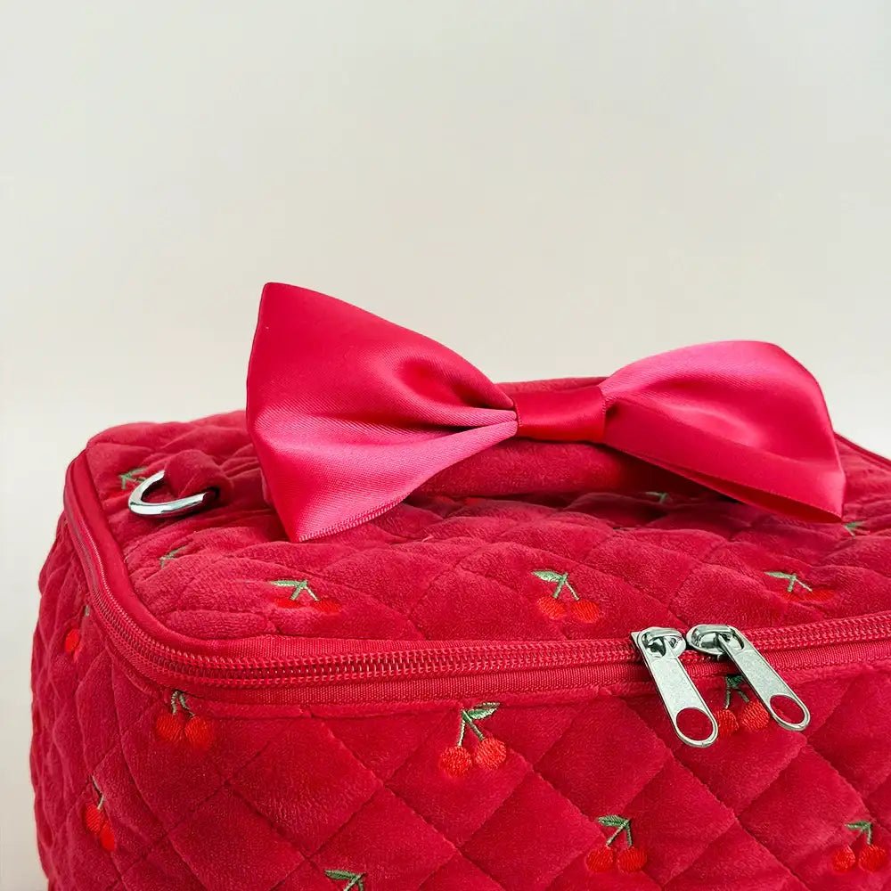 Coconut Lane Travel Vanity Case in Cherry Velvet - Spoiled Brat