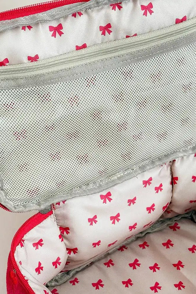 Shop Coconut Lane Coconut Lane Travel Vanity Case in Cherry Velvet Cosmetic Case for women – premium loungewear and festival fashion at Spoiled Brat