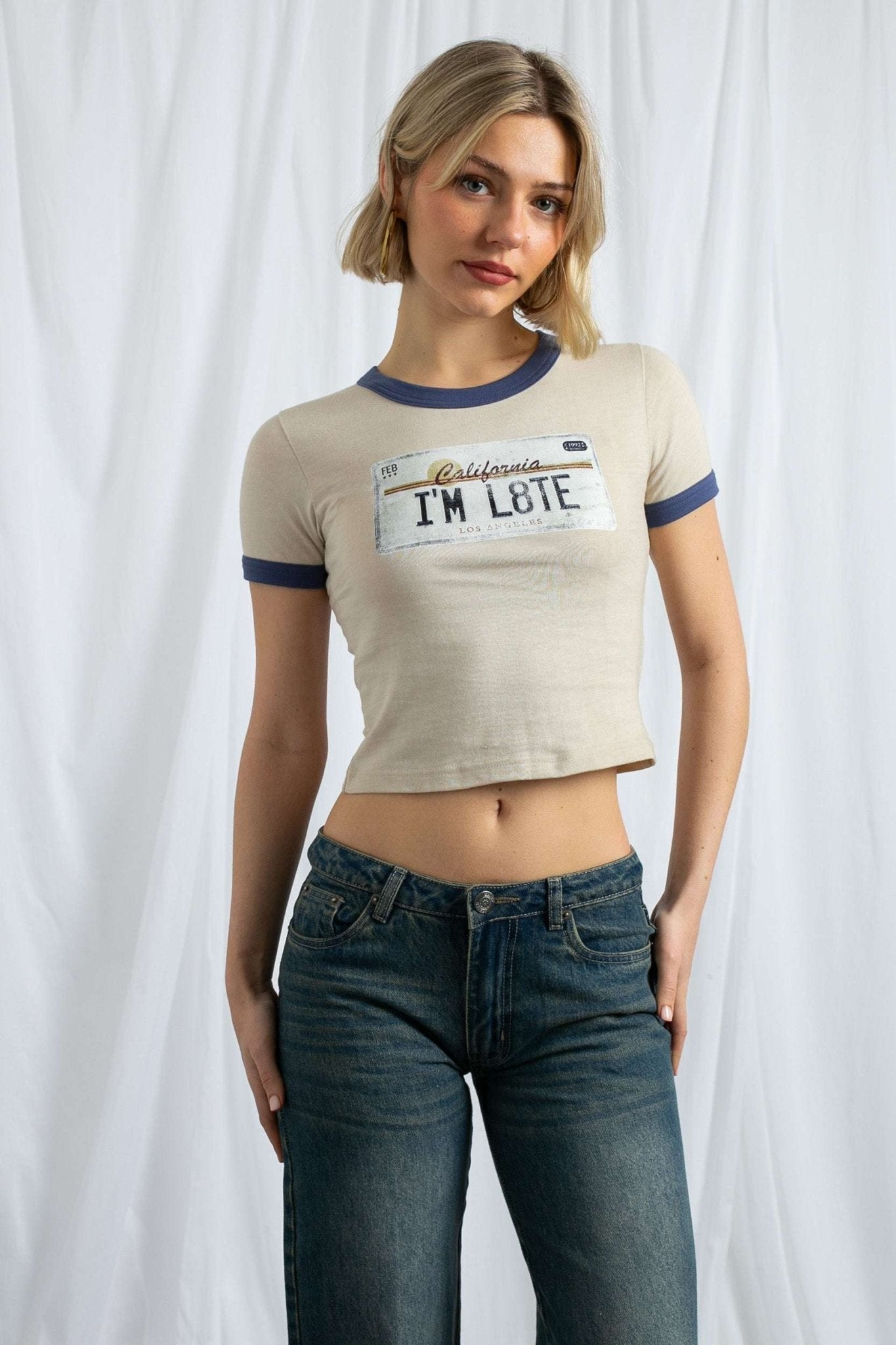 Daisy Street California Licence Plate Ringer Tee - Spoiled Brat