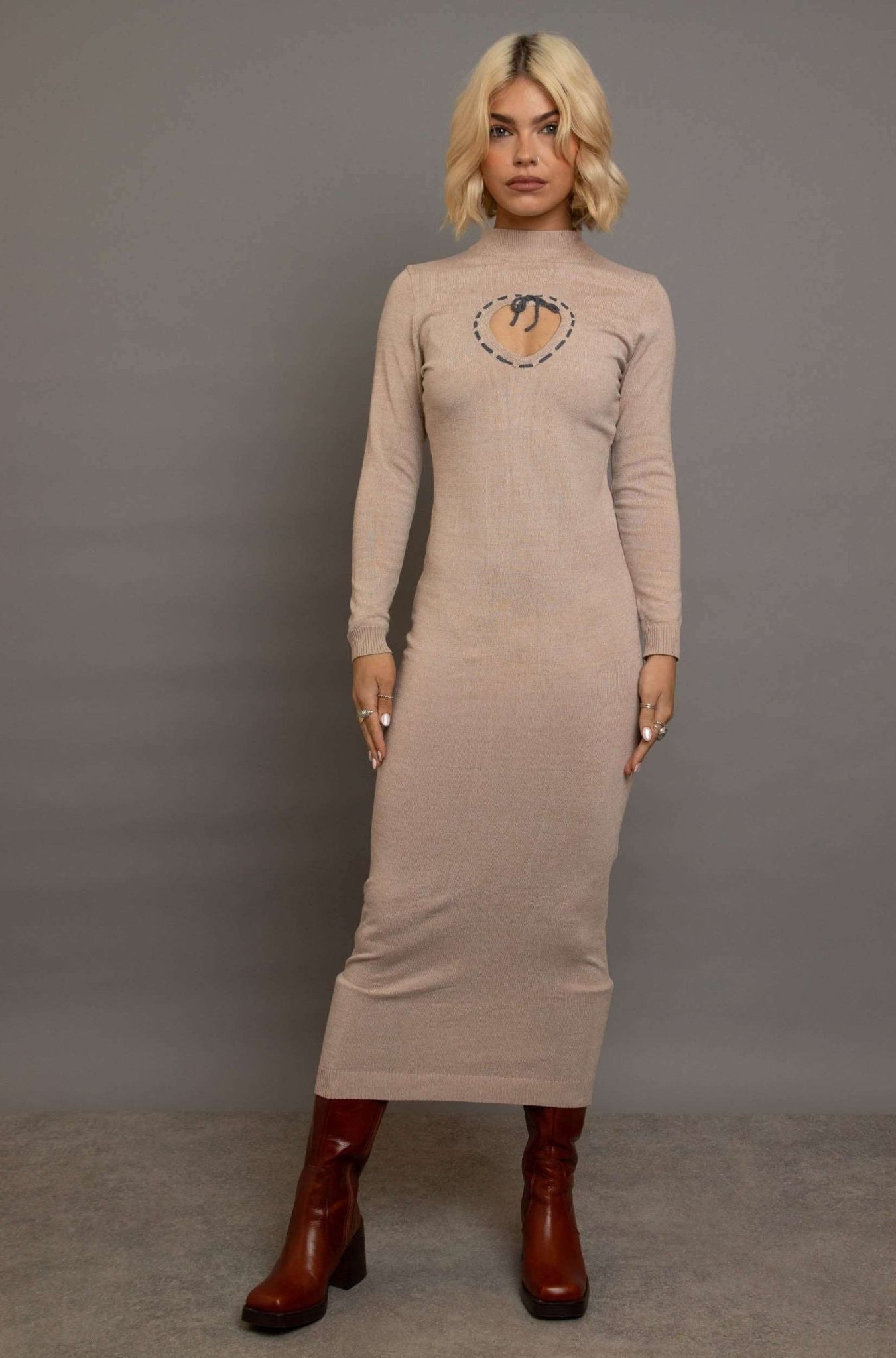 Daisy Street Cream Heart Cutout Midaxi Dress - Spoiled Brat