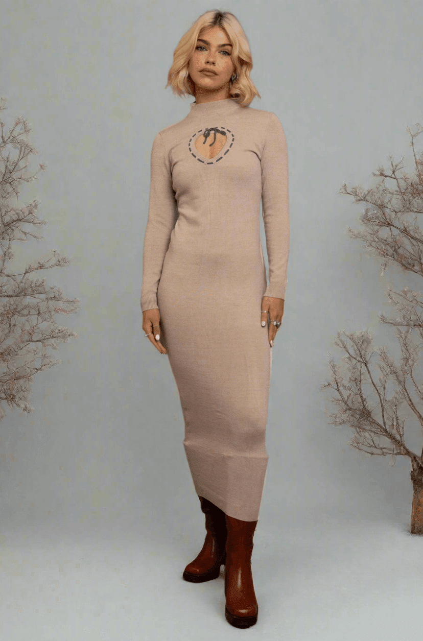 Daisy Street Cream Heart Cutout Midaxi Dress - Spoiled Brat