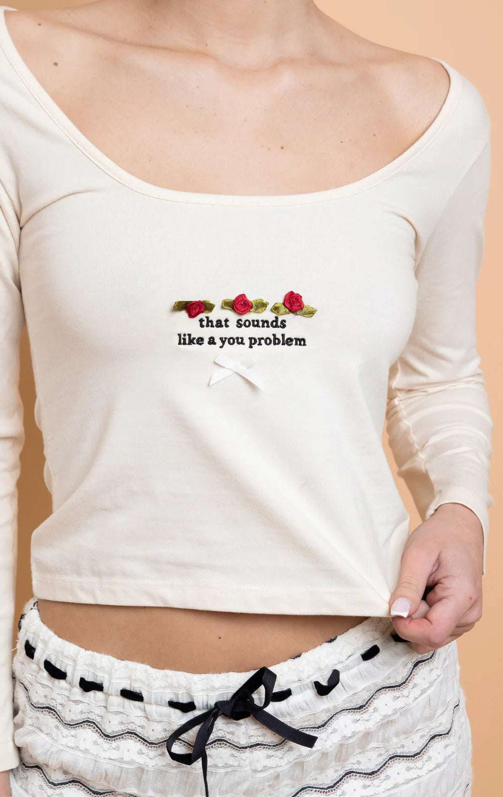 Shop Daisy Street Daisy Street Embroidered Detail Long Sleeved Top T-Shirts for women – premium loungewear and festival fashion at Spoiled Brat