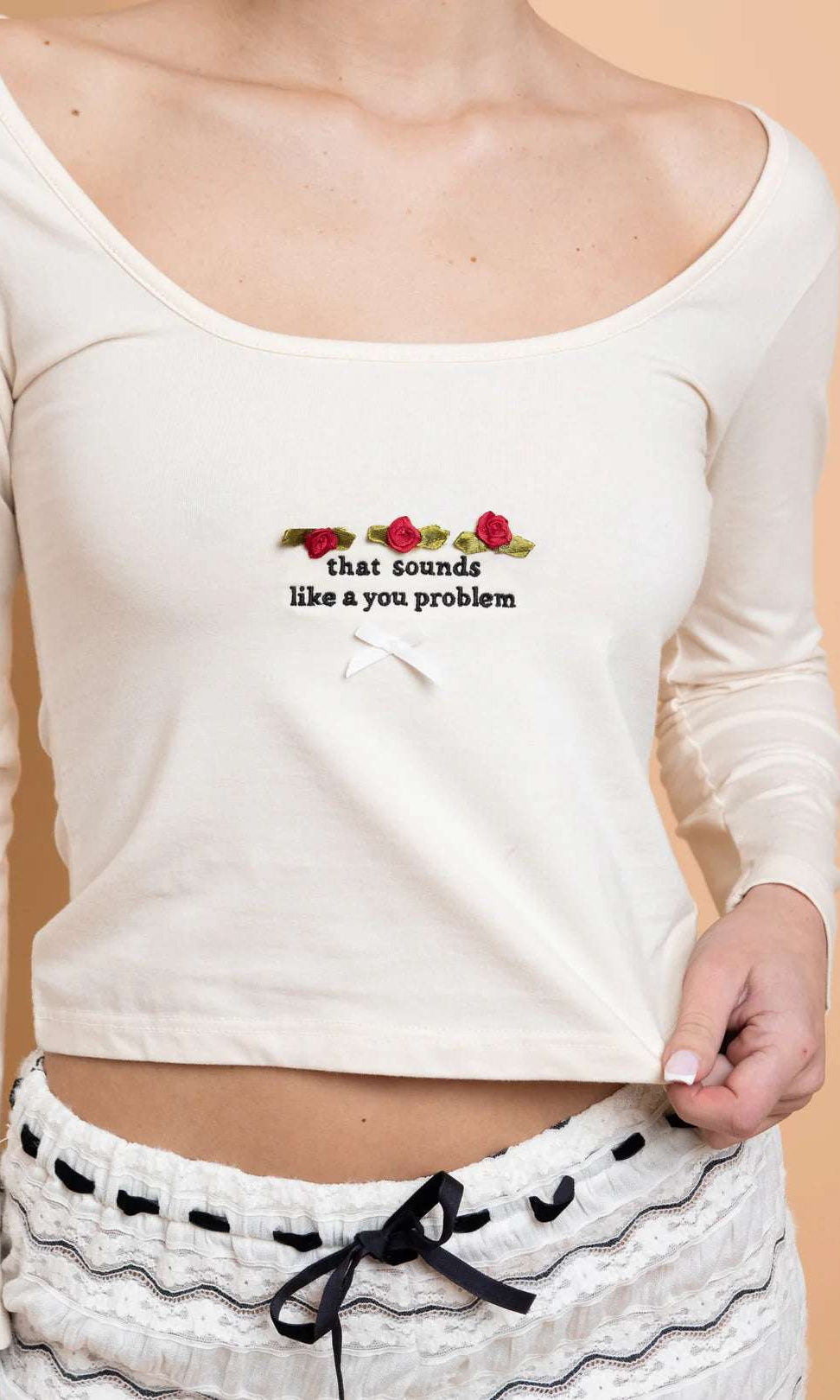 Shop Daisy Street Daisy Street Embroidered Detail Long Sleeved Top T-Shirts for women – premium loungewear and festival fashion at Spoiled Brat