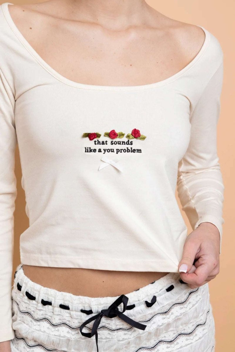 Shop Daisy Street Daisy Street Embroidered Detail Long Sleeved Top T-Shirts for women – premium loungewear and festival fashion at Spoiled Brat