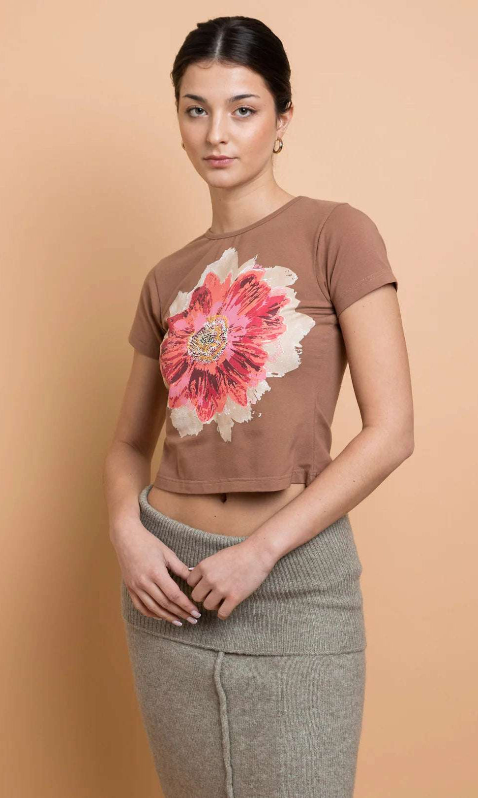 Shop Daisy Street Daisy Street Flower Motif Baby Tee T-Shirts for women – premium loungewear and festival fashion at Spoiled Brat