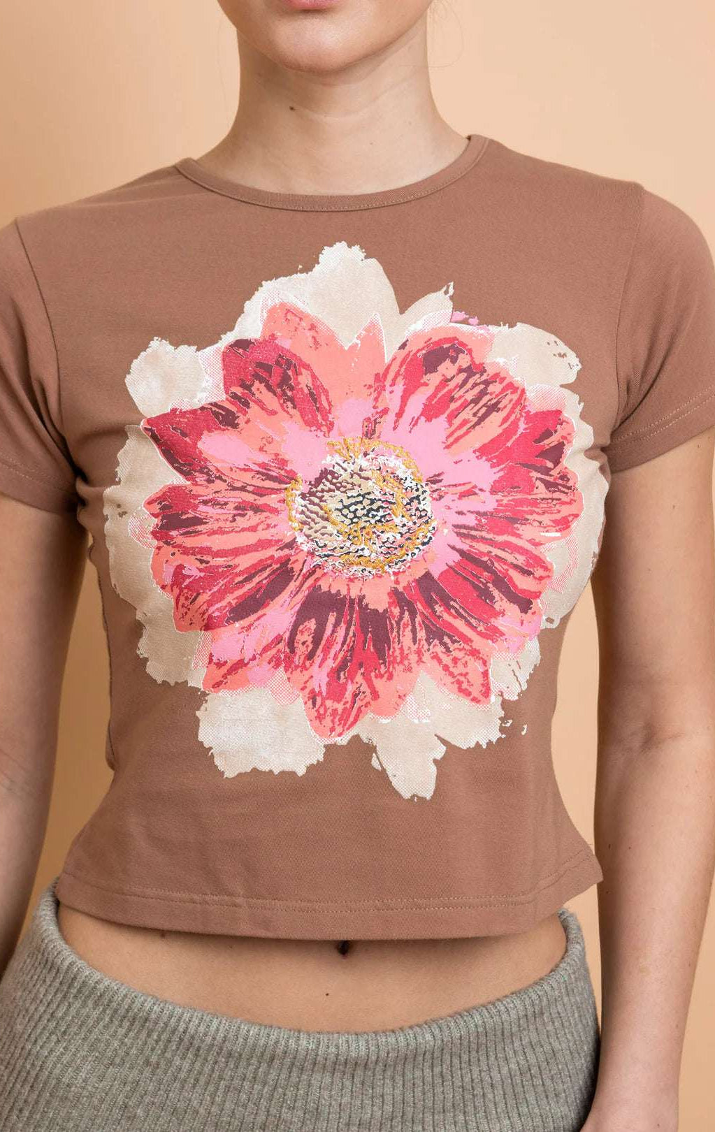 Shop Daisy Street Daisy Street Flower Motif Baby Tee T-Shirts for women – premium loungewear and festival fashion at Spoiled Brat