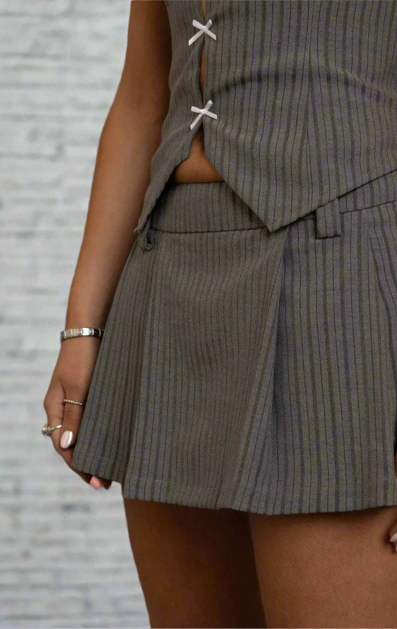 Shop Daisy Street Daisy Street Mini Striped Pleated Skirt Mini Skirt for women – premium loungewear and festival fashion at Spoiled Brat