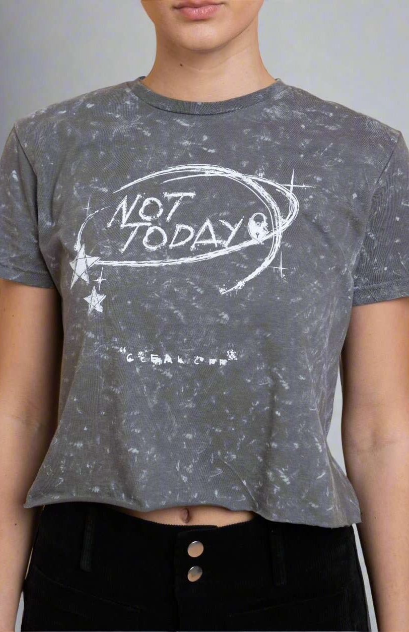 Shop Daisy Street Daisy Street Not Today Snow Washed Baby Tee T-Shirts for women – premium loungewear and festival fashion at Spoiled Brat