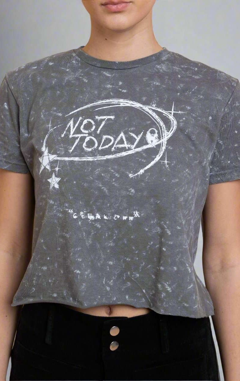 Shop Daisy Street Daisy Street Not Today Snow Washed Baby Tee T-Shirts for women – premium loungewear and festival fashion at Spoiled Brat