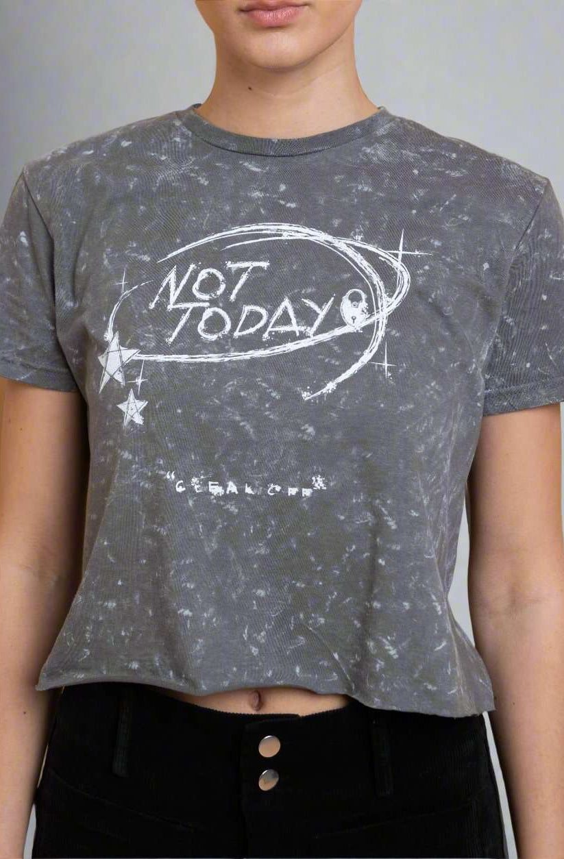 Daisy Street Not Today Snow Washed Baby Tee - Spoiled Brat