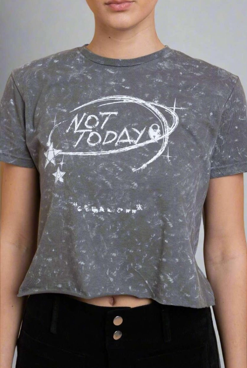 Shop Daisy Street Daisy Street Not Today Snow Washed Baby Tee T-Shirts for women – premium loungewear and festival fashion at Spoiled Brat