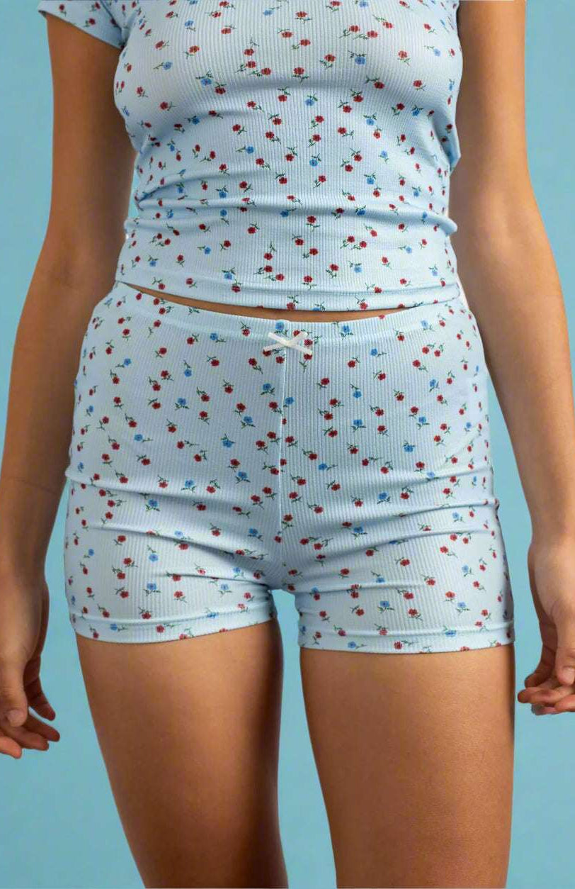 Shop Daisy Street Daisy Street Ribbed Jersey Shorts Pyjamas for women – premium loungewear and festival fashion at Spoiled Brat