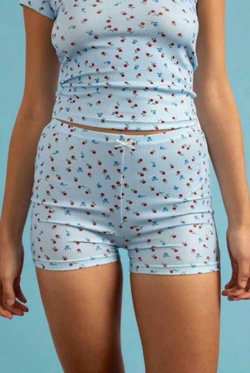 Shop Daisy Street Daisy Street Ribbed Jersey Shorts Pyjamas for women – premium loungewear and festival fashion at Spoiled Brat