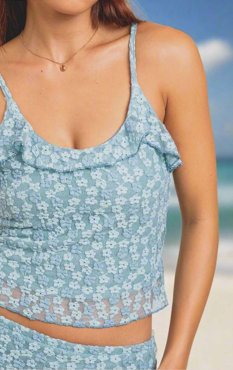 Shop Daisy Street Daisy Street Ruffle Detail Bubble Lace Cami Top Cami Top for women – premium loungewear and festival fashion at Spoiled Brat