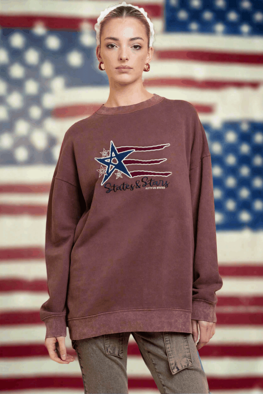 Shop Daisy Street Daisy Street States and Stars Vintage Sweater Sweater for women – premium loungewear and festival fashion at Spoiled Brat