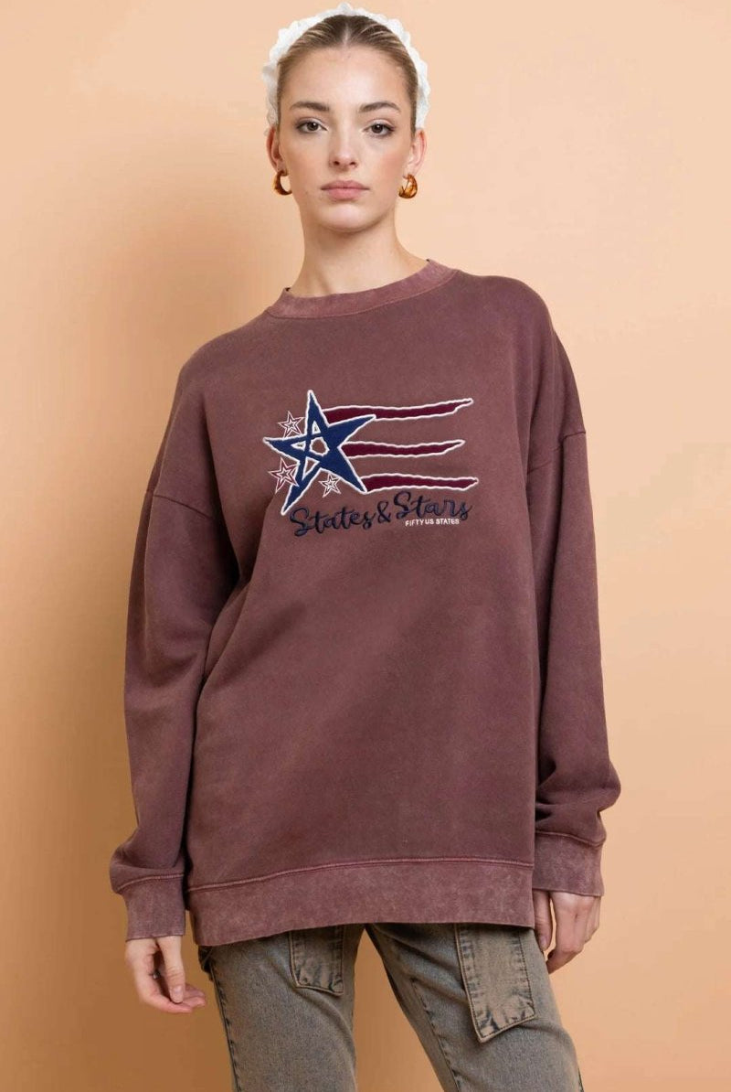 Shop Daisy Street Daisy Street States and Stars Vintage Sweater Sweater for women – premium loungewear and festival fashion at Spoiled Brat