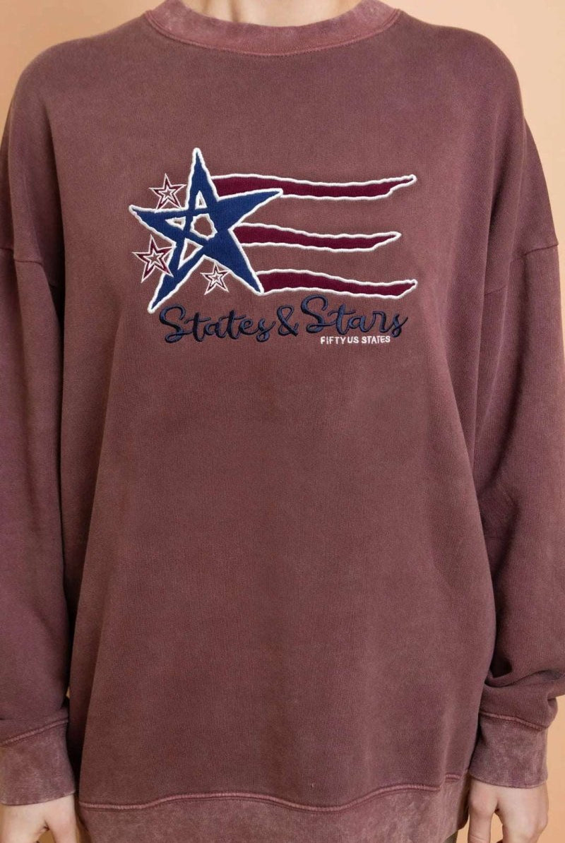 Shop Daisy Street Daisy Street States and Stars Vintage Sweater Sweater for women – premium loungewear and festival fashion at Spoiled Brat