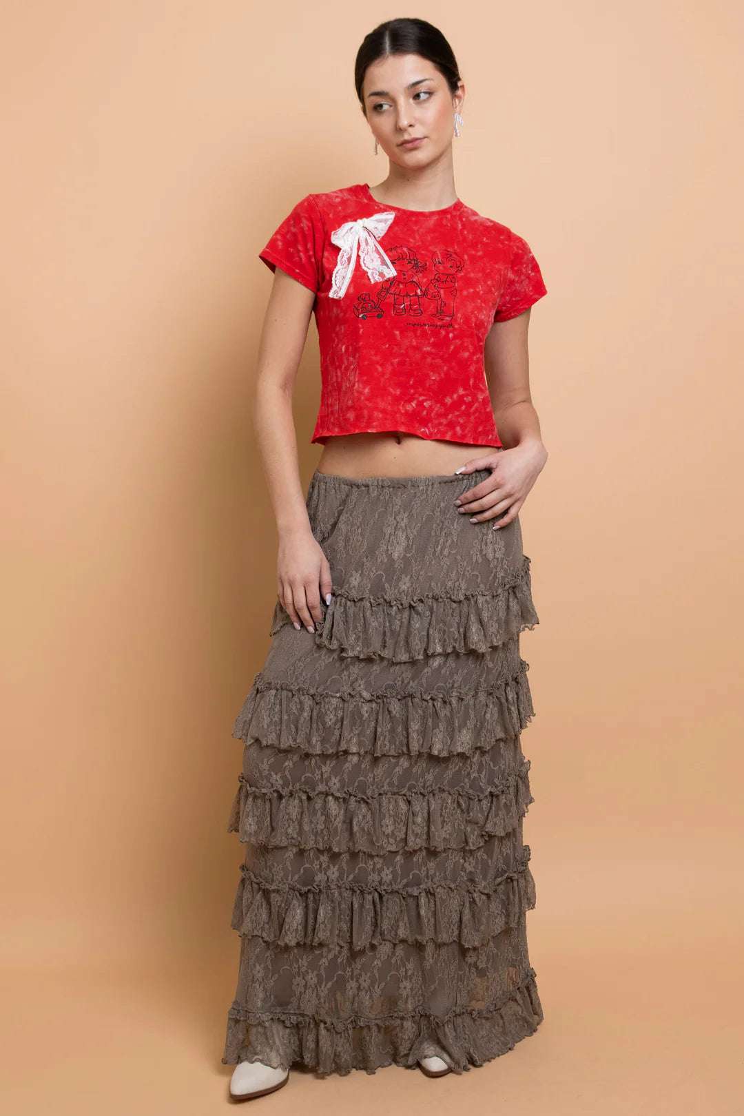 Daisy Street Youth Snow Washed Baby Tee - Spoiled Brat