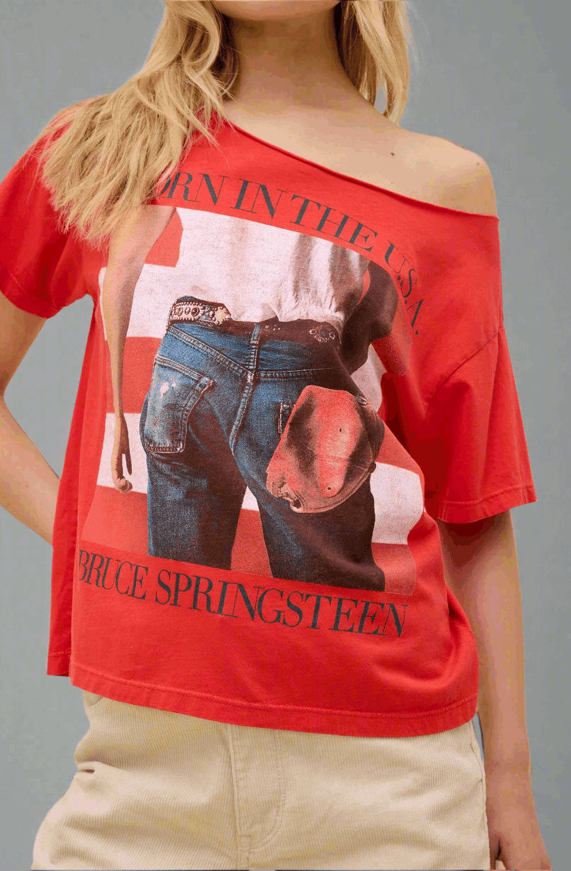 Daydreamer LA Bruce Springsteen Americana Off The Shoulder Tee as seen on Taylor Swift - Spoiled Brat