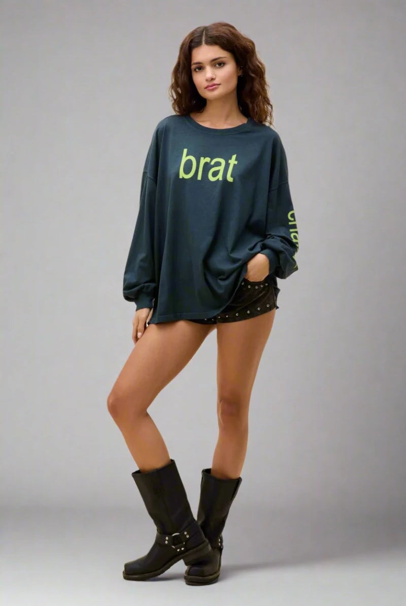 Shop Daydreamer LA Daydreamer LA CHARLI XCX Brat Long Sleeve Tee T-Shirt for women – premium loungewear and festival fashion at Spoiled Brat