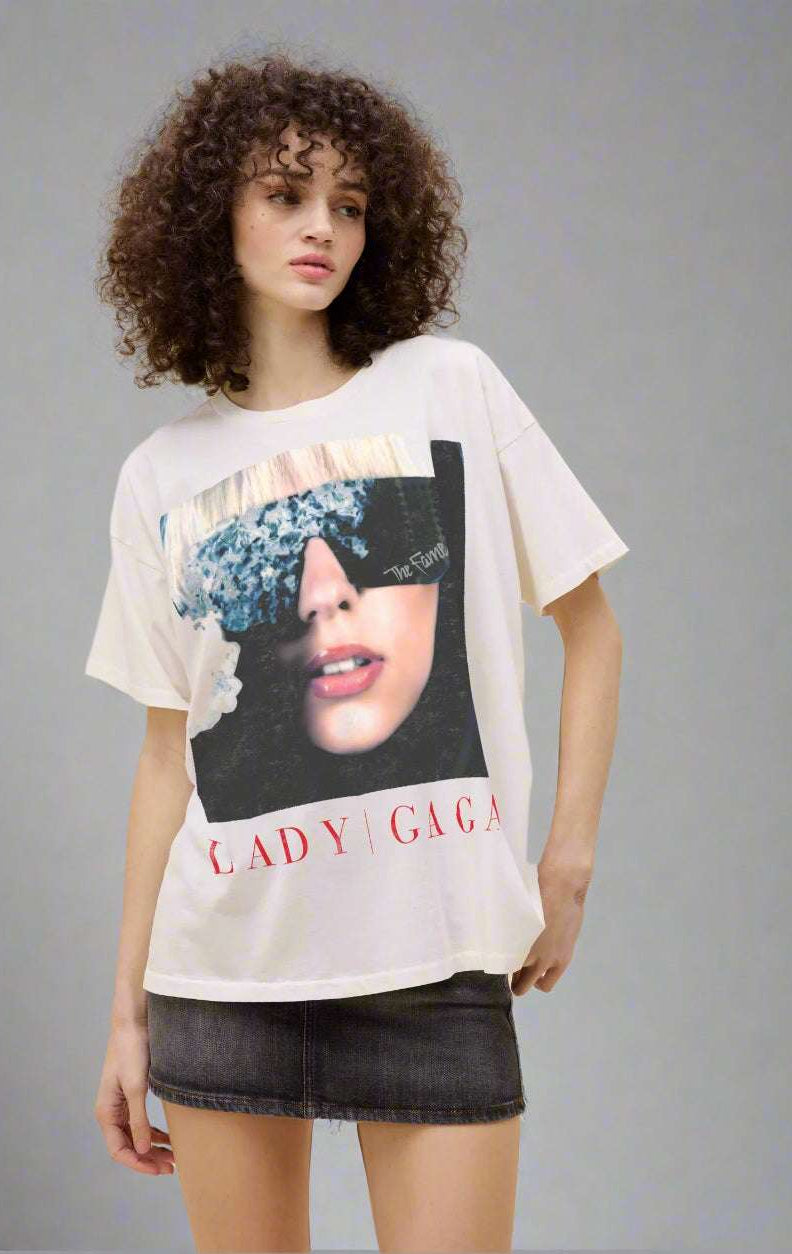 Shop Daydreamer LA Daydreamer LA Lady Gaga The Fame Merch Tee T-Shirt for women – premium loungewear and festival fashion at Spoiled Brat