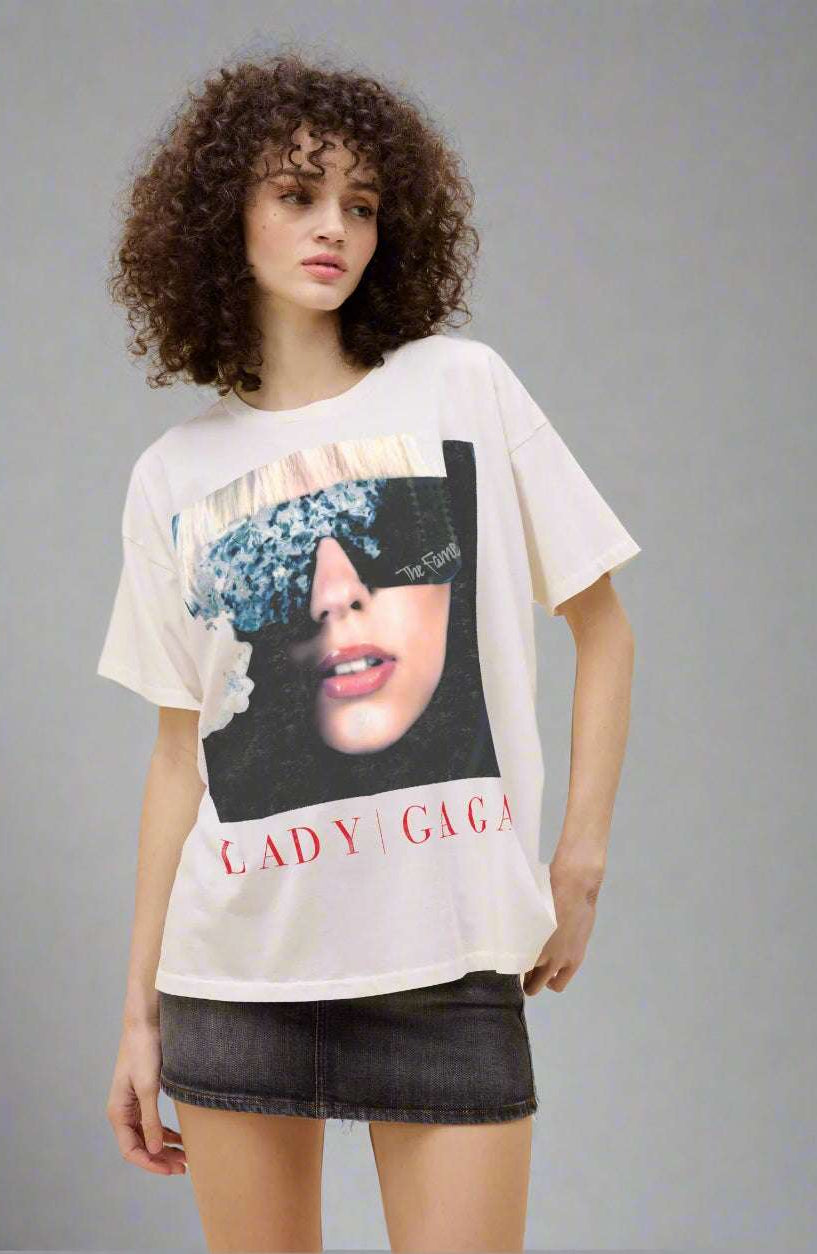 Shop Daydreamer LA Daydreamer LA Lady Gaga The Fame Merch Tee T-Shirt for women – premium loungewear and festival fashion at Spoiled Brat