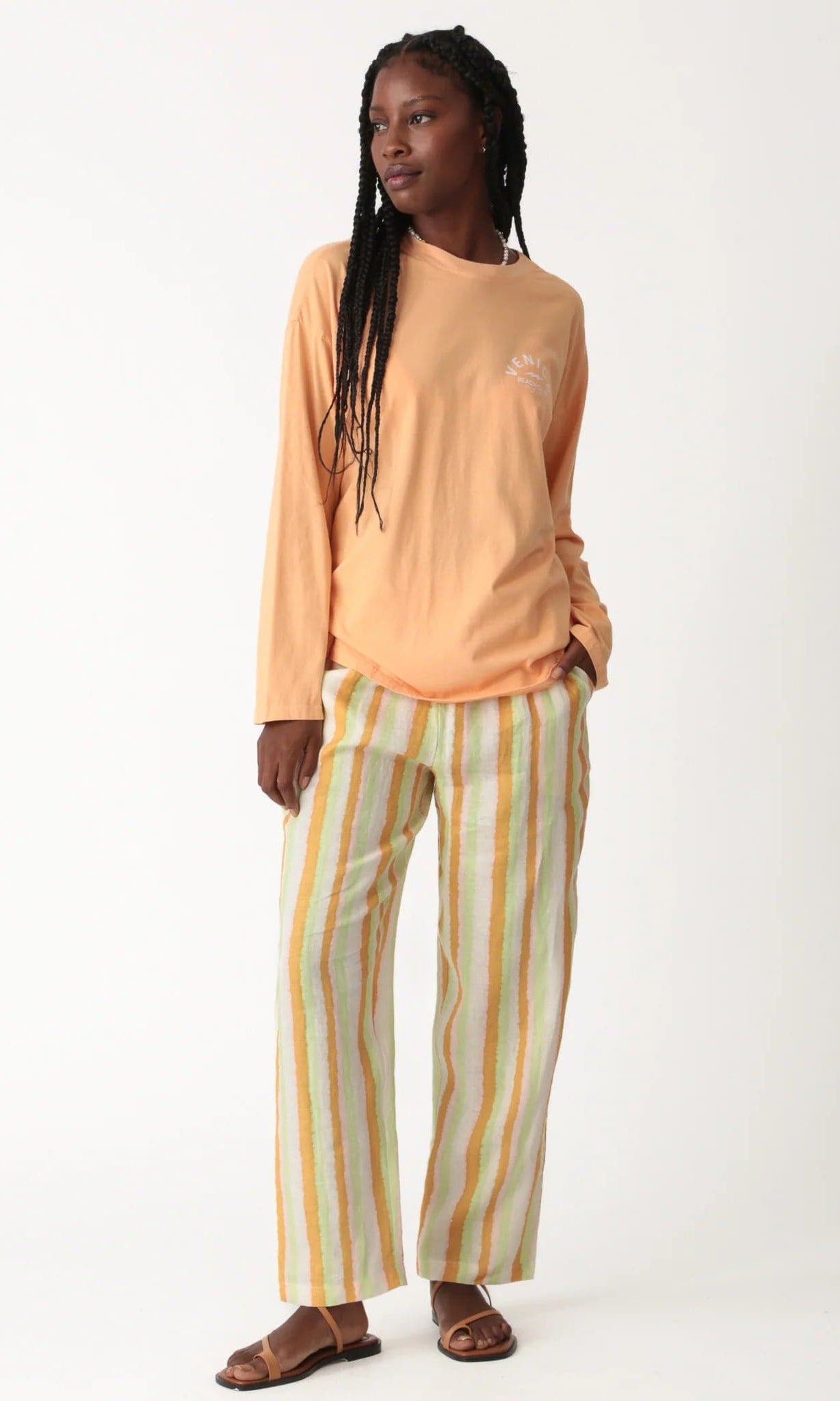 Shop Electric and Rose Electric and Rose Camden Boyfriend Tee - Beach Club Graphic Long Sleeved Top for women – premium loungewear and festival fashion at Spoiled Brat