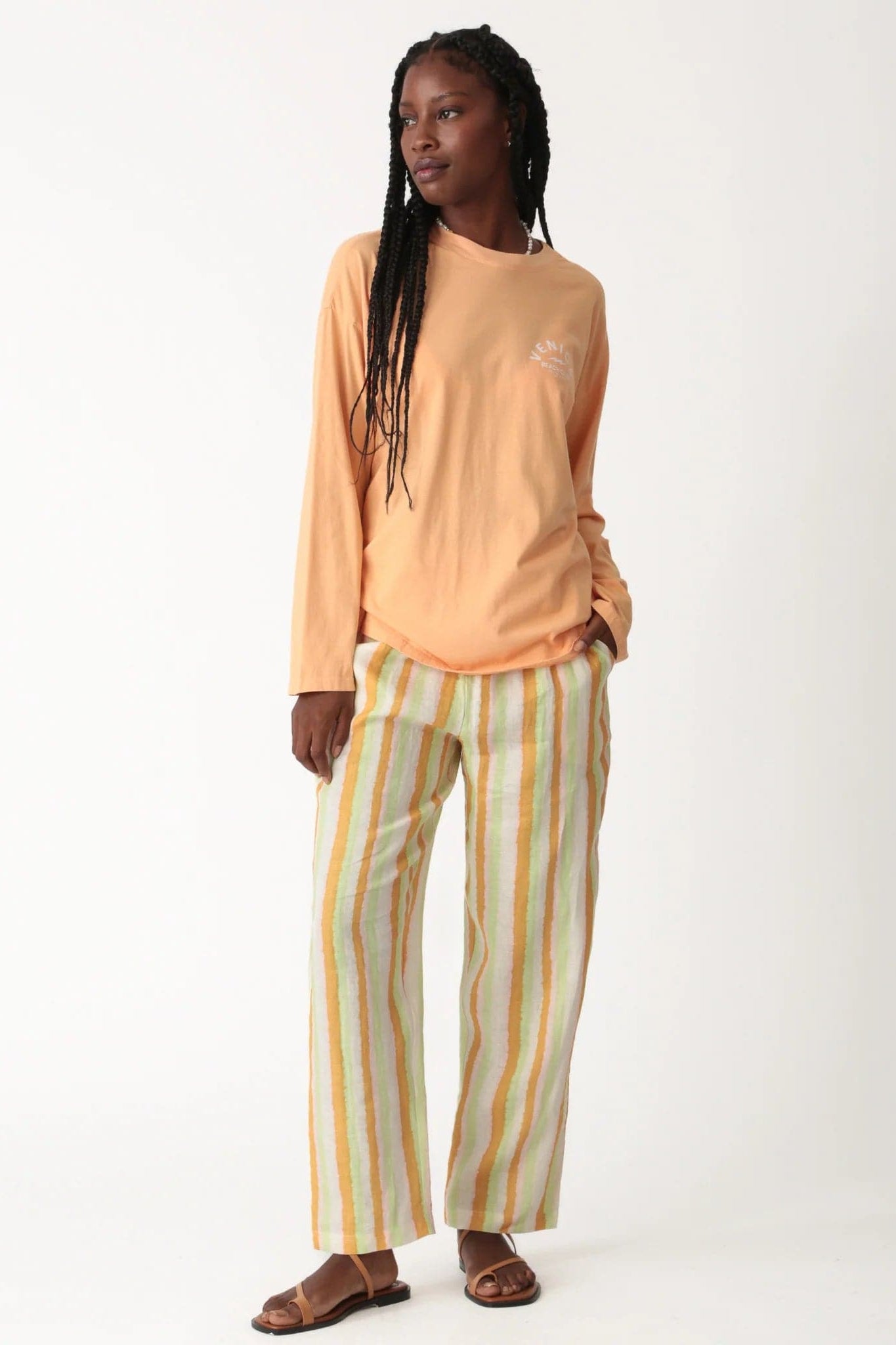 Shop Electric and Rose Electric and Rose Camden Boyfriend Tee - Beach Club Graphic Long Sleeved Top for women – premium loungewear and festival fashion at Spoiled Brat