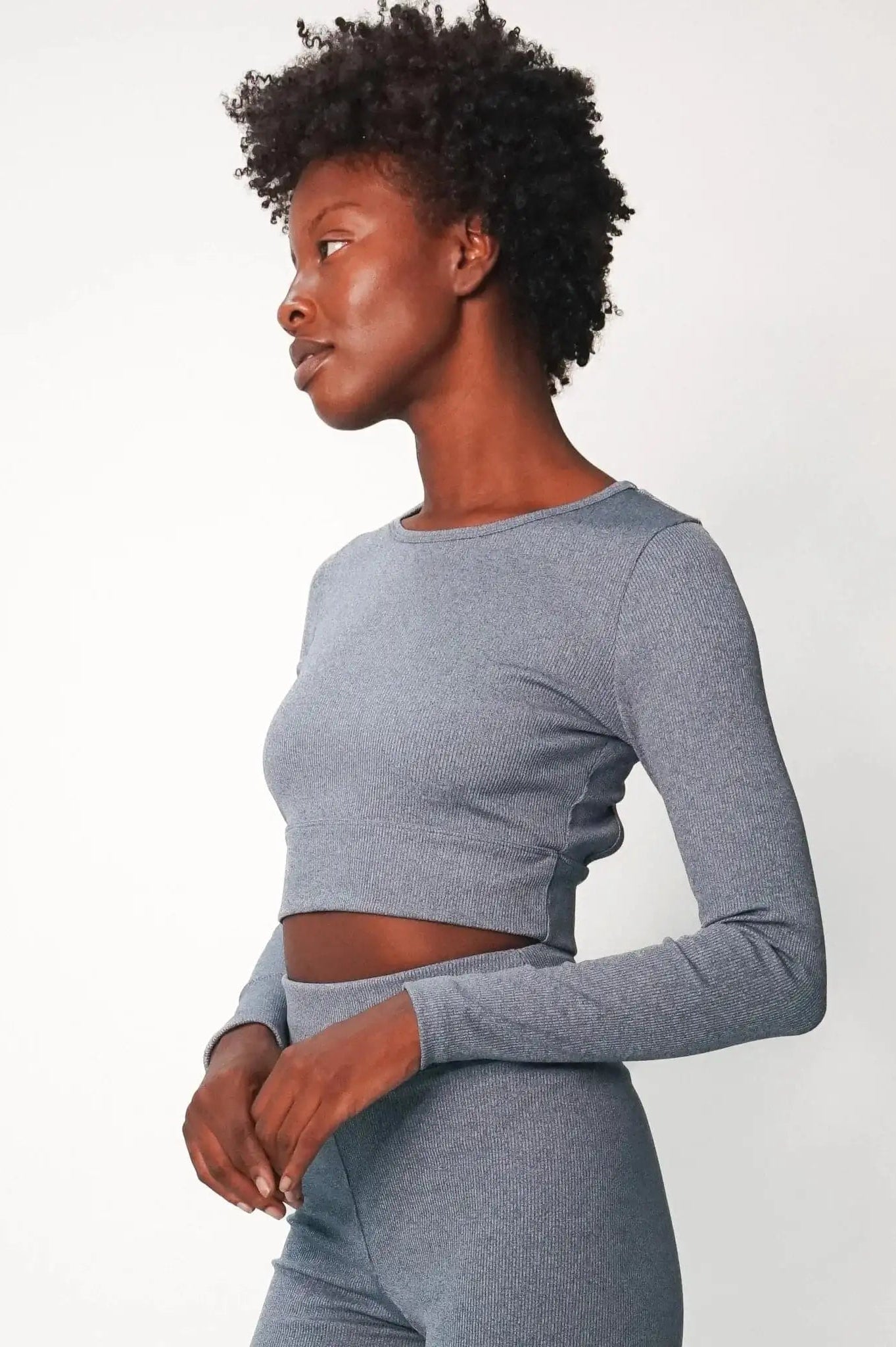 Shop Electric and Rose Electric & Rose Kennedy Rib Crop Top Long Sleeved Top for women – premium loungewear and festival fashion at Spoiled Brat